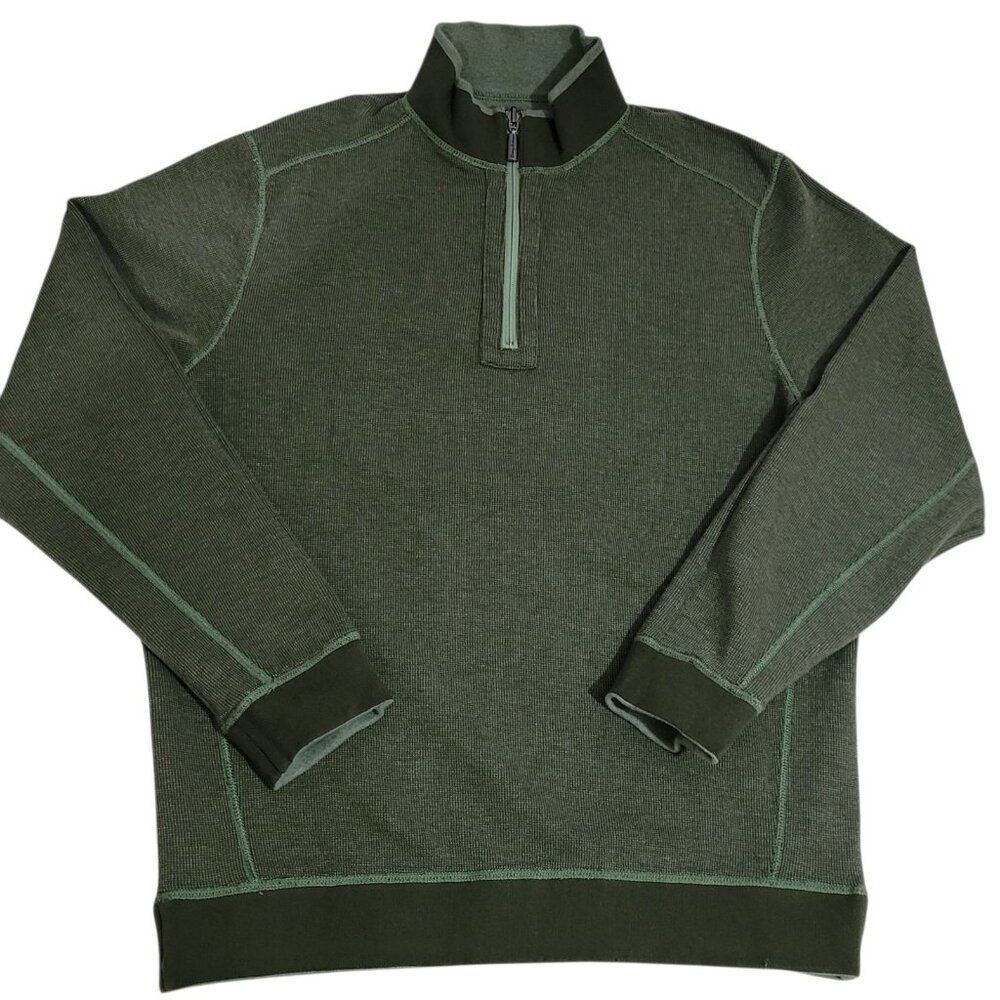 Tommy Bahama Flip Coast 1/2 Zip Sweatshirt Men Medium Pullover Reversible Green - Picture 7 of 15